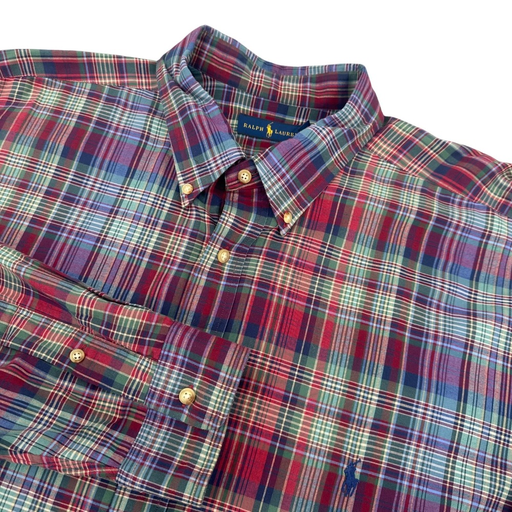 Ralph‎ Lauren Mens 3XLT Tall Plaid Button Down Shirt Multi Color Pony Logo 3XL T